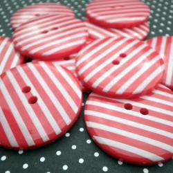 10x 34mm RED Jumbo Stripe Buttons
